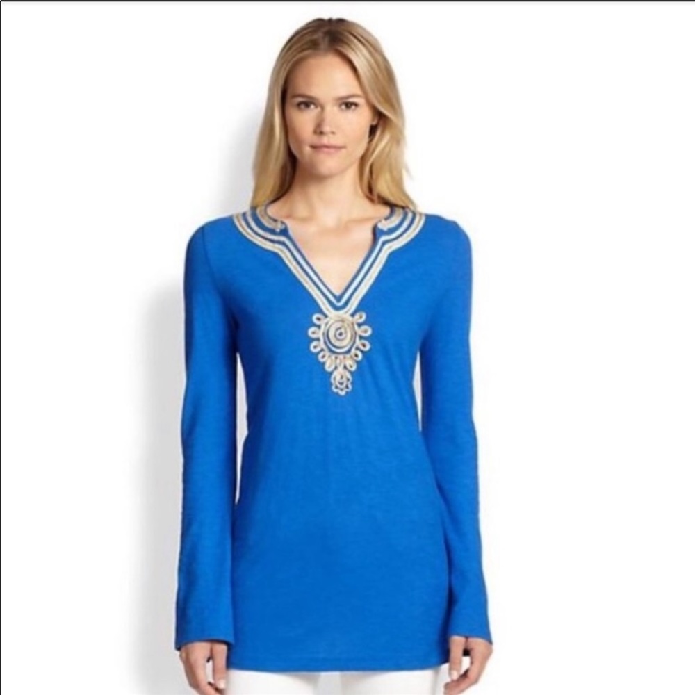 Lilly Pulitzer Emerson blue tunic with gold detail